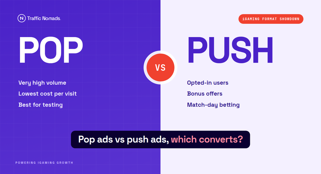Pop Ads vs Push Ads: Which Format Should iGaming Advertisers Choose?